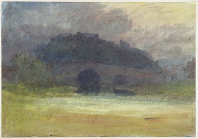 Evening Landscape with Castle and Bridge in Yorkshire by Joseph Mallord William Turner